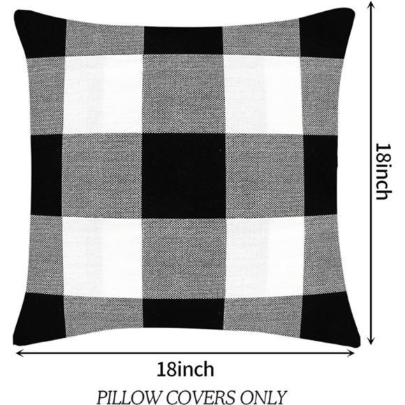 Set of 4 Buffalo Check Plaid Throw Pillow Covers Farmhouse Outdoor Pillow Case - Picture 4 of 7